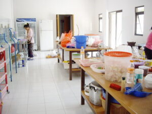 Kitchen and meal area Dhamma Java meditation centre Indonesia